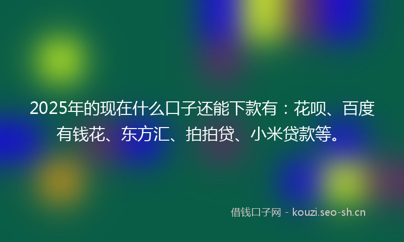 2025年的现在什么口子还能下款有：花呗、百度有钱花、东方汇、拍拍贷、小米贷款等。
