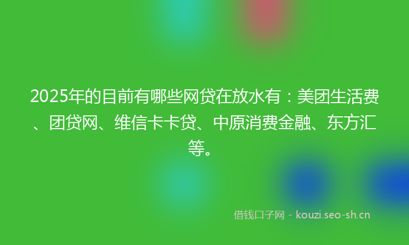 2025年的目前有哪些网贷在放水有：美团生活费、团贷网、维信卡卡贷、中原消费金融、东方汇等。