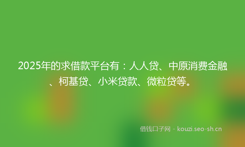 2025年的求借款平台有：人人贷、中原消费金融、柯基贷、小米贷款、微粒贷等。