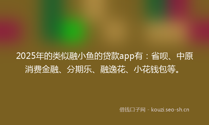 2025年的类似融小鱼的贷款app有：省呗、中原消费金融、分期乐、融逸花、小花钱包等。
