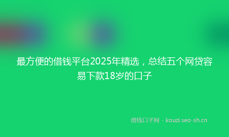 最方便的借钱平台2025年精选，总结五个网贷容易下款18岁的口子