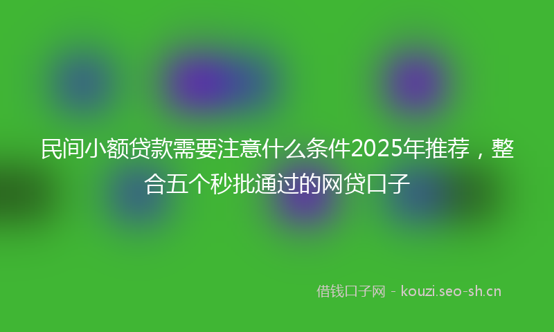 民间小额贷款需要注意什么条件2025年推荐，整合五个秒批通过的网贷口子