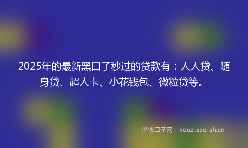 2025年的最新黑口子秒过的贷款有：人人贷、随身贷、超人卡、小花钱包、微粒贷等。