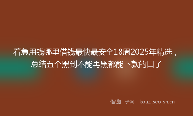 着急用钱哪里借钱最快最安全18周2025年精选，总结五个黑到不能再黑都能下款的口子