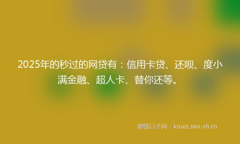 2025年的秒过的网贷有：信用卡贷、还呗、度小满金融、超人卡、替你还等。