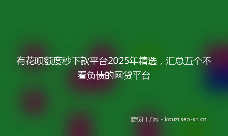 有花呗额度秒下款平台2025年精选，汇总五个不看负债的网贷平台
