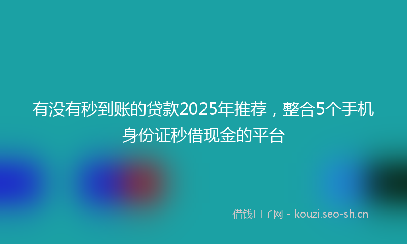 有没有秒到账的贷款2025年推荐,整合5个手机身份证秒借现金的平台