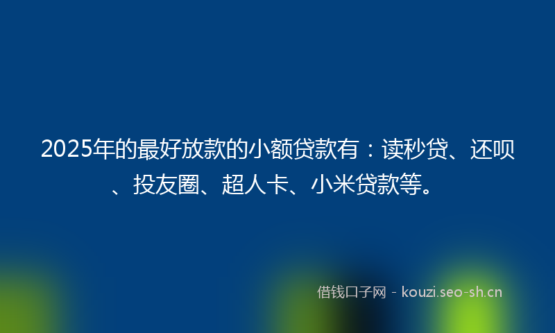 2025年的最好放款的小额贷款有：读秒贷、还呗、投友圈、超人卡、小米贷款等。
