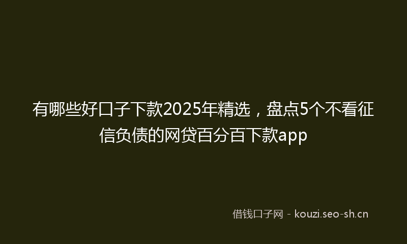 有哪些好口子下款2025年精选，盘点5个不看征信负债的网贷百分百下款app