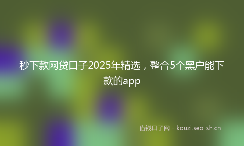 秒下款网贷口子2025年精选，整合5个黑户能下款的app