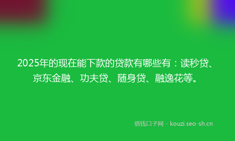 2025年的现在能下款的贷款有哪些有：读秒贷、京东金融、功夫贷、随身贷、融逸花等。