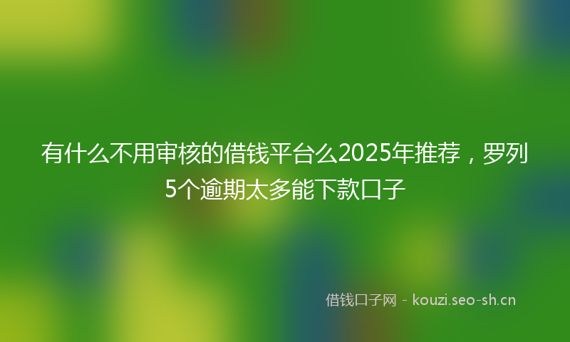 有什么不用审核的借钱平台么2025年推荐，罗列5个逾期太多能下款口子