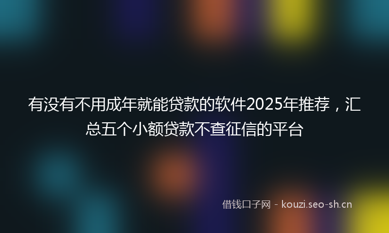 有没有不用成年就能贷款的软件2025年推荐,汇总五个小额贷款不查征信的平台