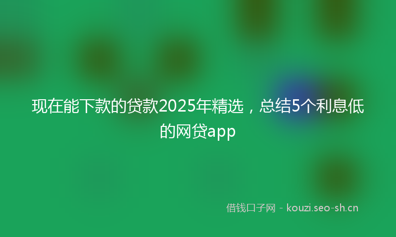 现在能下款的贷款2025年精选，总结5个利息低的网贷app
