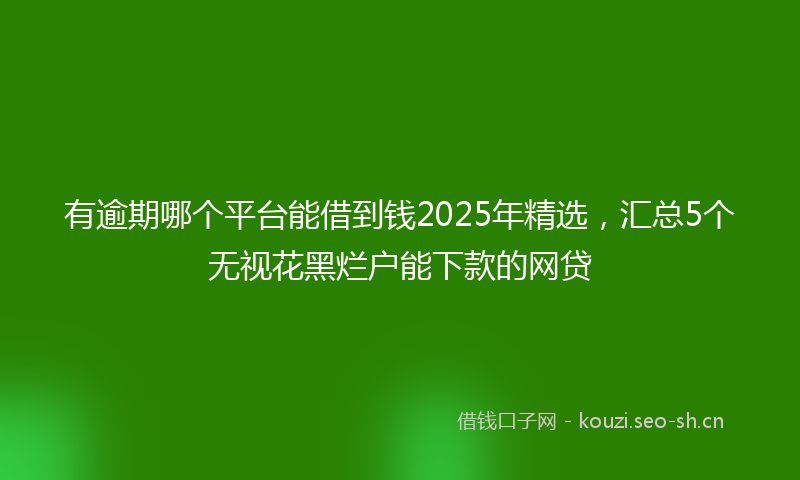 有逾期哪个平台能借到钱2025年精选，汇总5个无视花黑烂户能下款的网贷