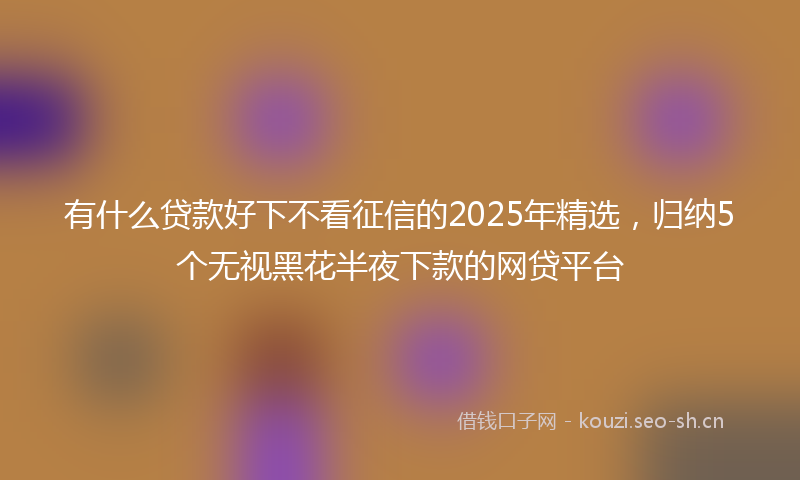 有什么贷款好下不看征信的2025年精选，归纳5个无视黑花半夜下款的网贷平台