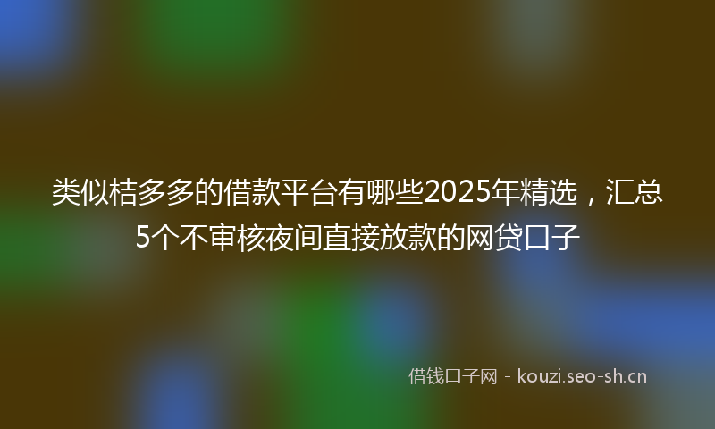 类似桔多多的借款平台有哪些2025年精选，汇总5个不审核夜间直接放款的网贷口子