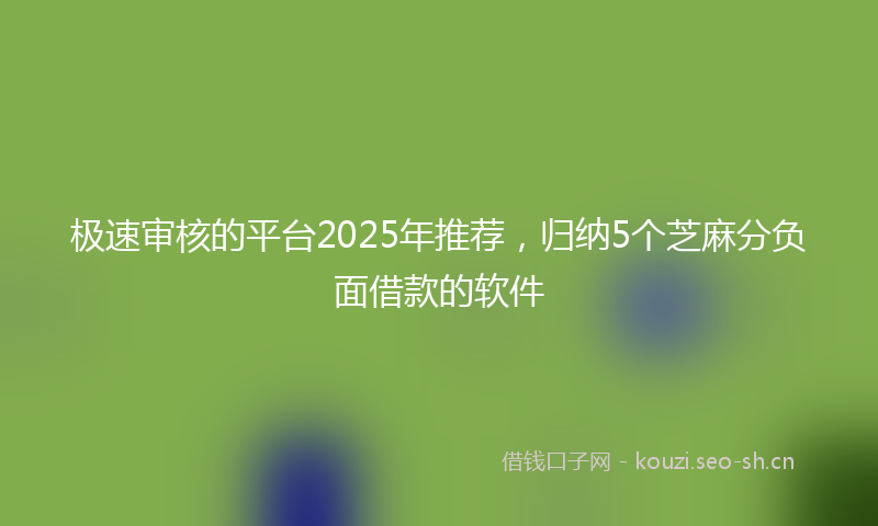 极速审核的平台2025年推荐，归纳5个芝麻分负面借款的软件