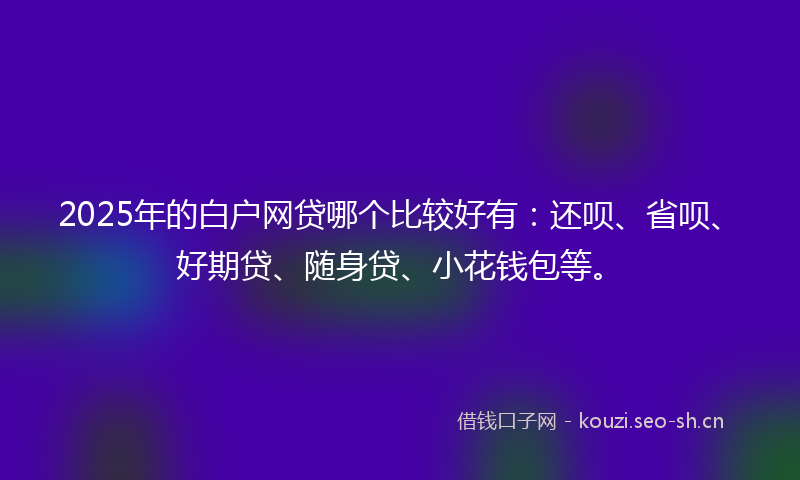 2025年的白户网贷哪个比较好有：还呗、省呗、好期贷、随身贷、小花钱包等。