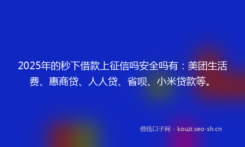 2025年的秒下借款上征信吗安全吗有：美团生活费、惠商贷、人人贷、省呗、小米贷款等。