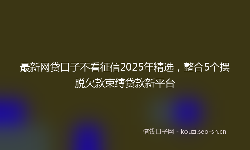 最新网贷口子不看征信2025年精选，整合5个摆脱欠款束缚贷款新平台