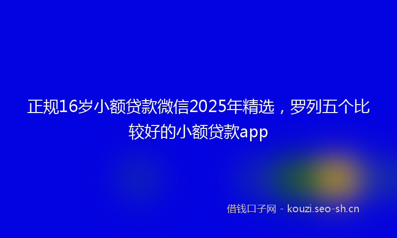 正规16岁小额贷款微信2025年精选，罗列五个比较好的小额贷款app