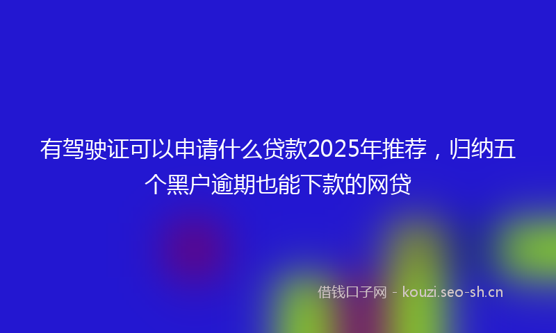 有驾驶证可以申请什么贷款2025年推荐，归纳五个黑户逾期也能下款的网贷