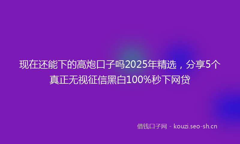 现在还能下的高炮口子吗2025年精选，分享5个真正无视征信黑白100%秒下网贷