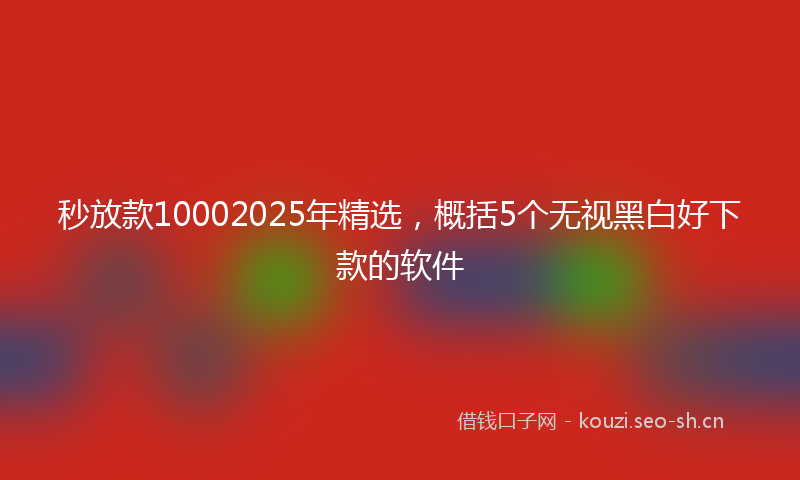 秒放款10002025年精选，概括5个无视黑白好下款的软件
