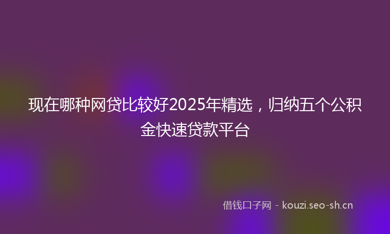 现在哪种网贷比较好2025年精选，归纳五个公积金快速贷款平台
