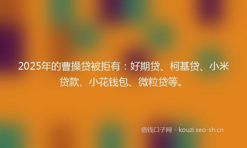 2025年的曹操贷被拒有：好期贷、柯基贷、小米贷款、小花钱包、微粒贷等。