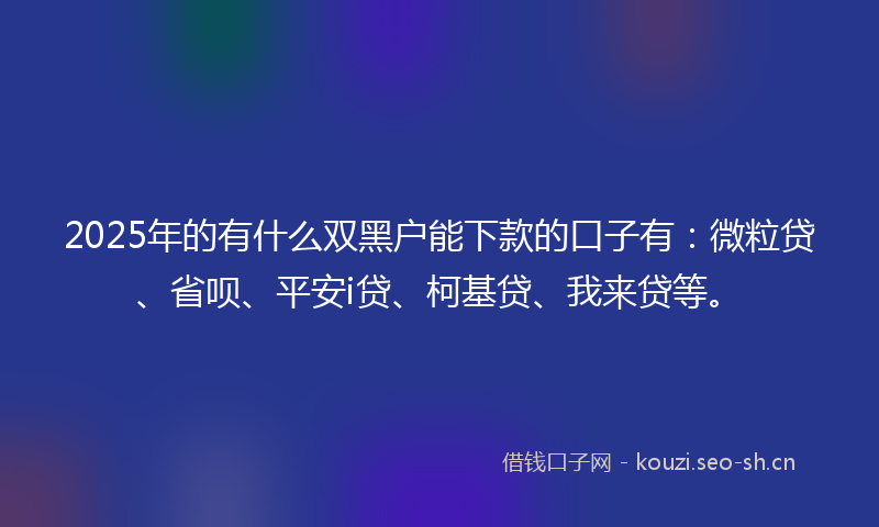 2025年的有什么双黑户能下款的口子有：微粒贷、省呗、平安i贷、柯基贷、我来贷等。