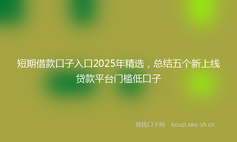 短期借款口子入口2025年精选，总结五个新上线贷款平台门槛低口子