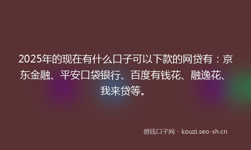 2025年的现在有什么口子可以下款的网贷有：京东金融、平安口袋银行、百度有钱花、融逸花、我来贷等。