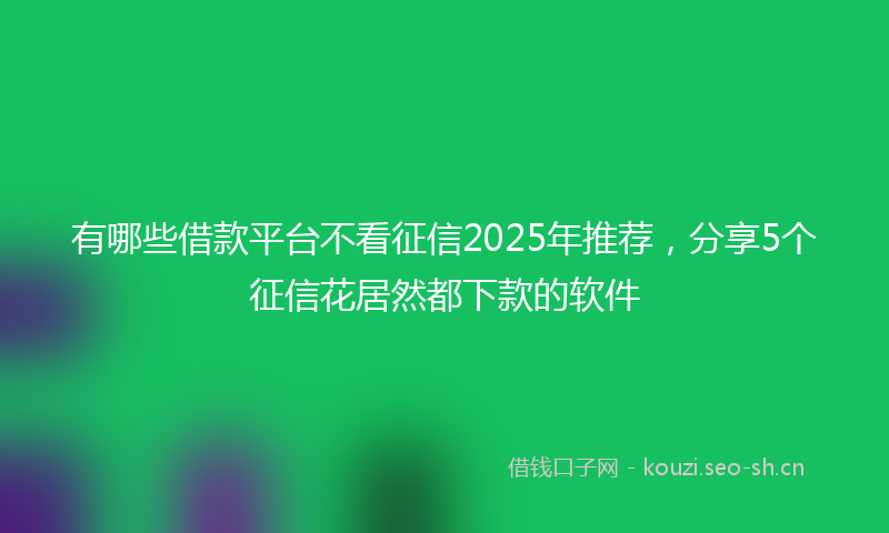 有哪些借款平台不看征信2025年推荐，分享5个征信花居然都下款的软件