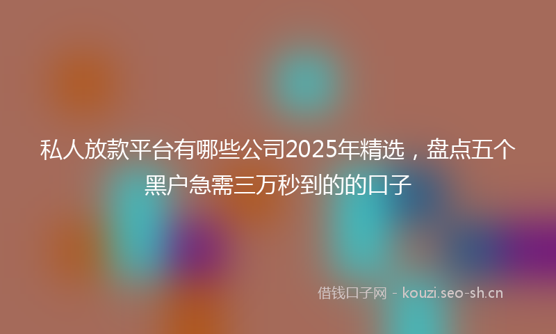 私人放款平台有哪些公司2025年精选，盘点五个黑户急需三万秒到的的口子