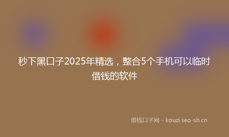 秒下黑口子2025年精选，整合5个手机可以临时借钱的软件