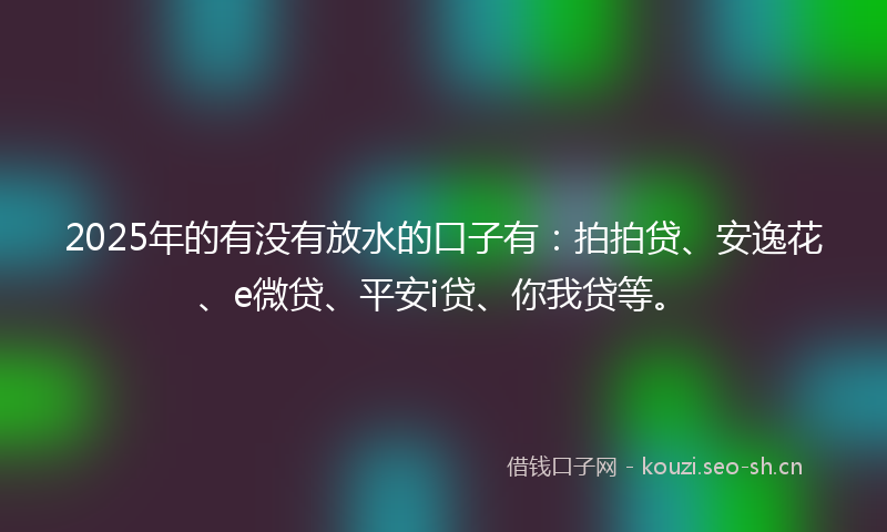 2025年的有没有放水的口子有：拍拍贷、安逸花、e微贷、平安i贷、你我贷等。