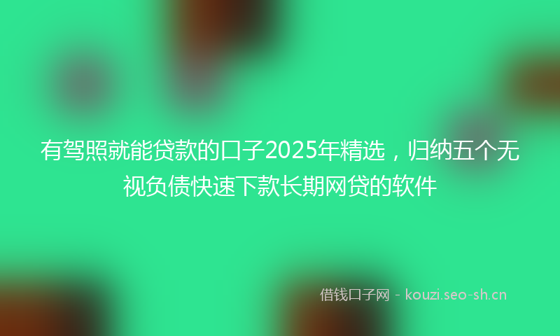 有驾照就能贷款的口子2025年精选，归纳五个无视负债快速下款长期网贷的软件
