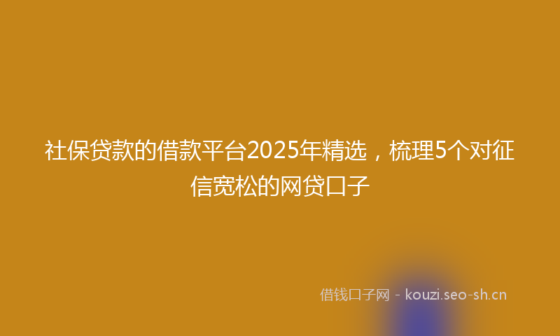 社保贷款的借款平台2025年精选，梳理5个对征信宽松的网贷口子