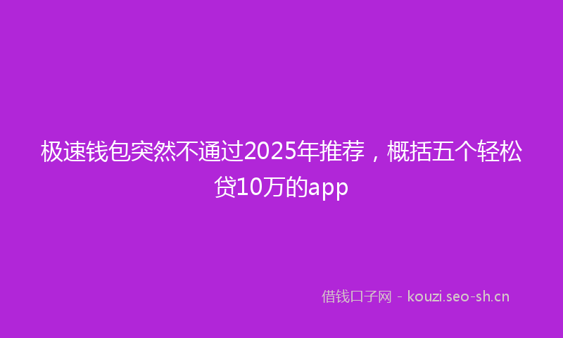 极速钱包突然不通过2025年推荐，概括五个轻松贷10万的app