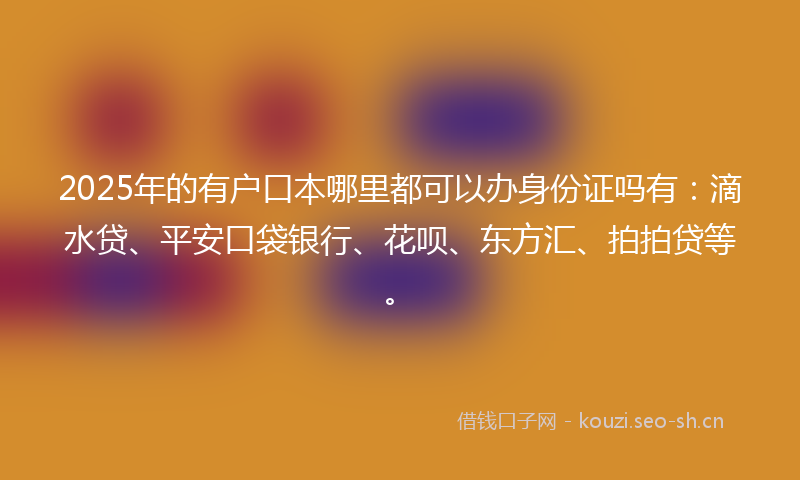 2025年的有户口本哪里都可以办身份证吗有：滴水贷、平安口袋银行、花呗、东方汇、拍拍贷等。