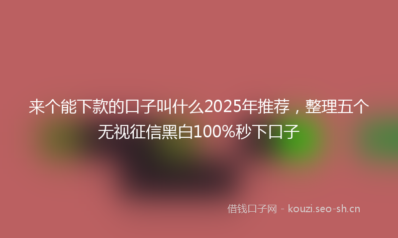 来个能下款的口子叫什么2025年推荐，整理五个无视征信黑白100%秒下口子