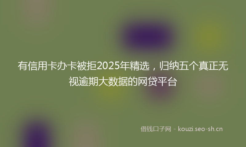 有信用卡办卡被拒2025年精选，归纳五个真正无视逾期大数据的网贷平台