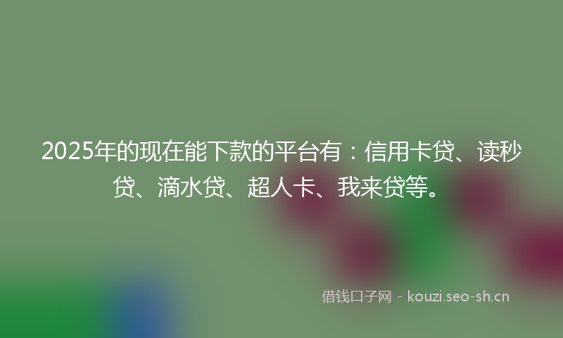 2025年的现在能下款的平台有：信用卡贷、读秒贷、滴水贷、超人卡、我来贷等。