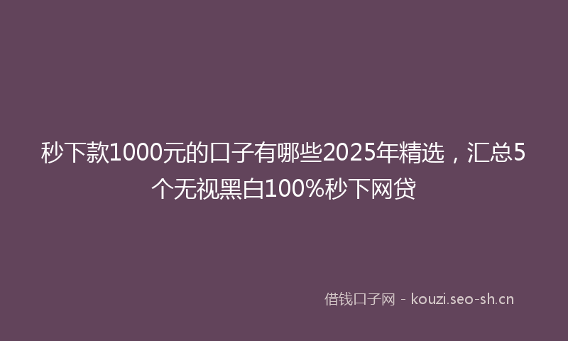 秒下款1000元的口子有哪些2025年精选,汇总5个无视黑白100%秒下网贷
