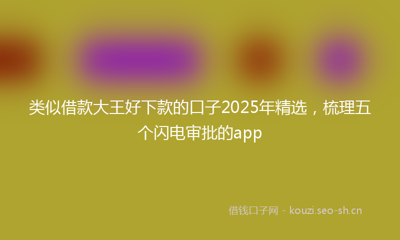 类似借款大王好下款的口子2025年精选，梳理五个闪电审批的app