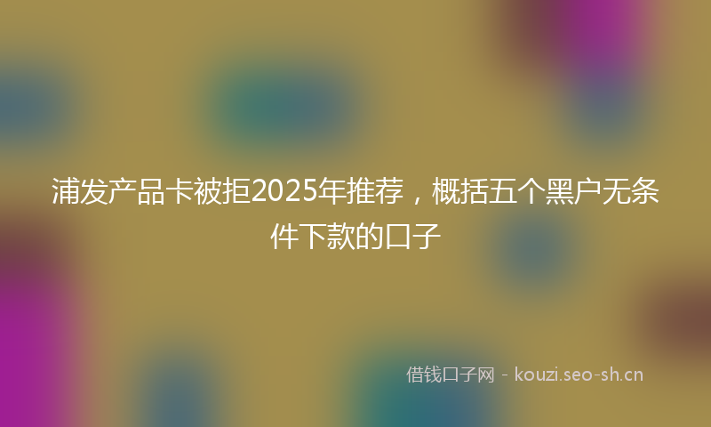 浦发产品卡被拒2025年推荐，概括五个黑户无条件下款的口子
