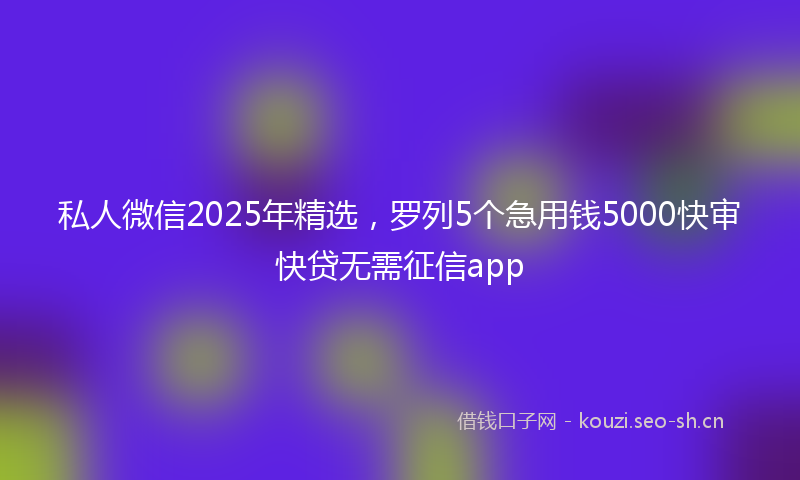 私人微信2025年精选，罗列5个急用钱5000快审快贷无需征信app