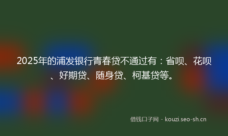 2025年的浦发银行青春贷不通过有：省呗、花呗、好期贷、随身贷、柯基贷等。